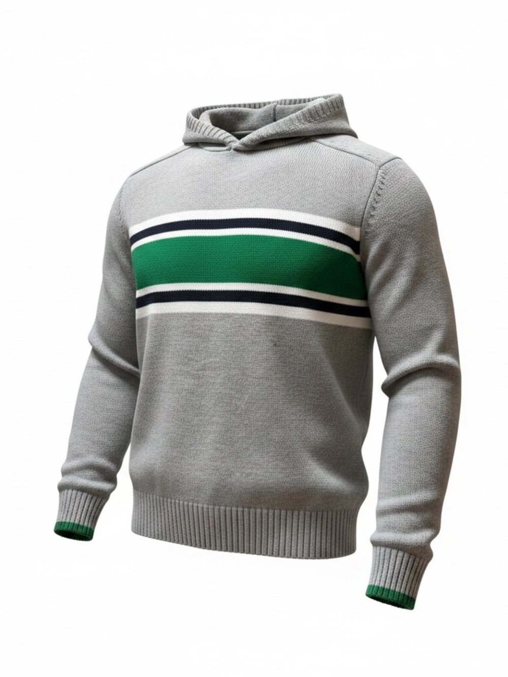 Urba pipeline Gray Crewneck Hoodie Sweater with Green Stripe Sz M